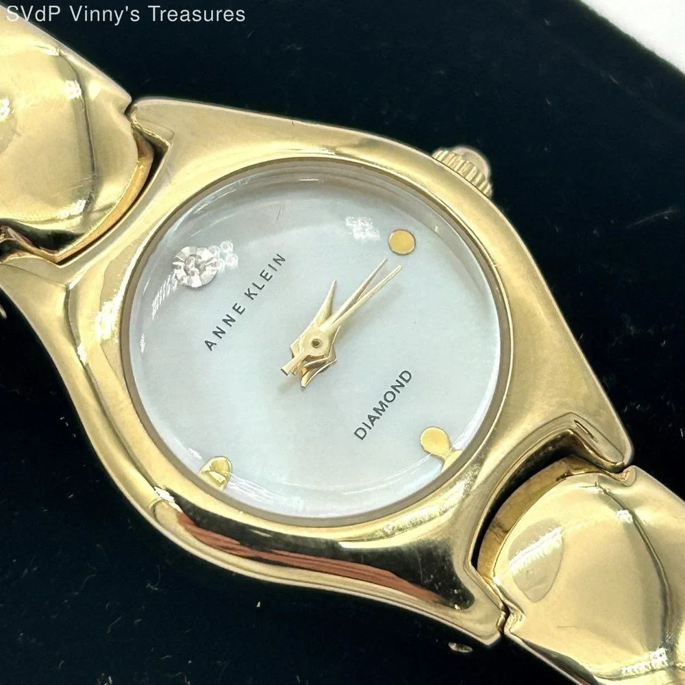 Anne Klein Gold Tone Womens Watch Classic Bracelet Chain Minimalist Capsule